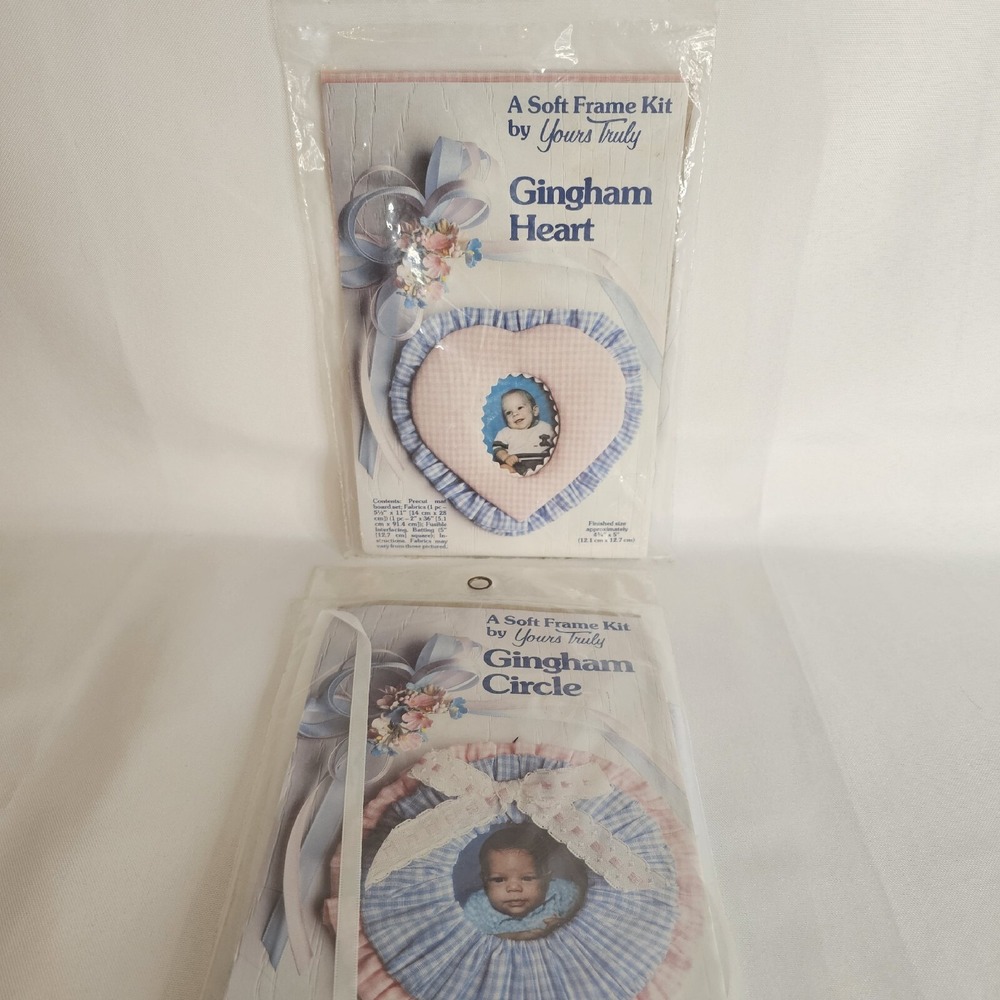 Soft Frame Kit Pink & Blue Gingham Circle Yours Truly No 2711& 2713 Photo Lot